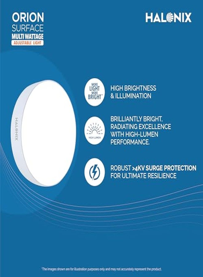 Halonix Polycarbonate 3 in 1 Multi Wattage 15W, 8W, 2W Surface Ceiling Light for Home | Round LED Downlighter | Pack of 1 - Image 4